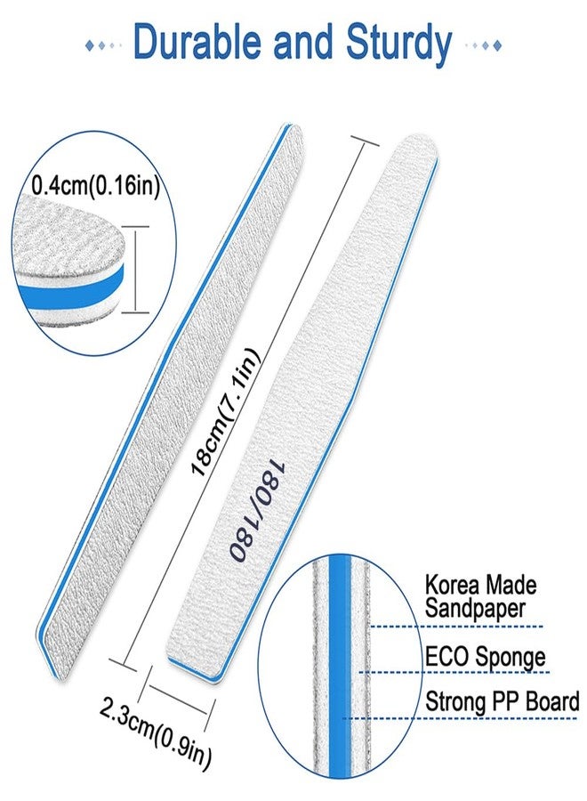 BLESWIN Nail Files for Acrylic Nails, 12pcs Pack Nail File 180/180 Grit Double Sided Emery Boards for Nails Washable Coarse Nail Files Professional Manicure Pedicure Tools - Image 2